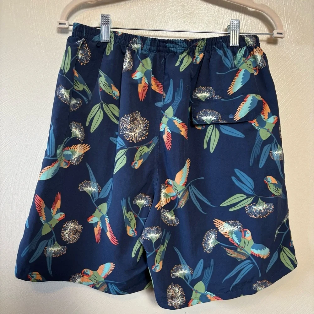 Patagonia Men’s Swim Trunks Baggies Shorts Stone Blue Birds Mesh Lined Size M